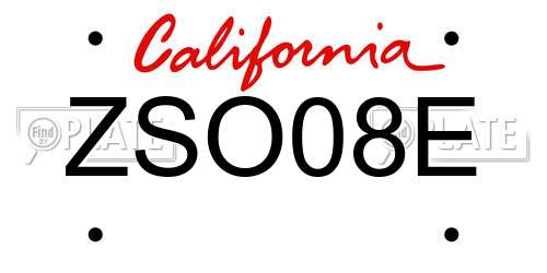 ZSO08E California License Plate