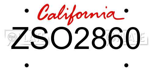 ZSO2860 California License Plate