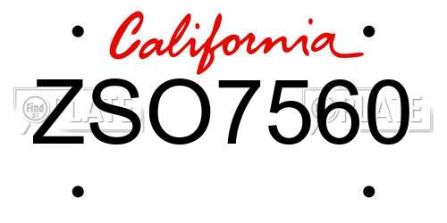 ZSO7560 California License Plate