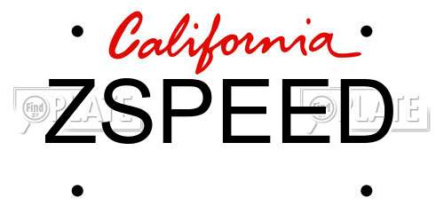 ZSPEED California License Plate