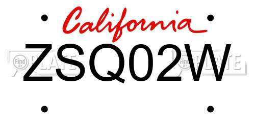 ZSQ02W California License Plate