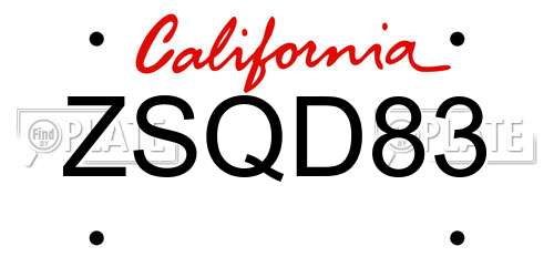 ZSQD83 California License Plate