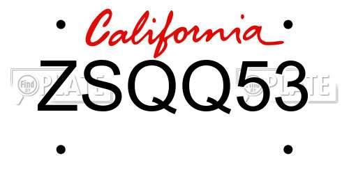 ZSQQ53 California License Plate