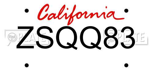 ZSQQ83 California License Plate