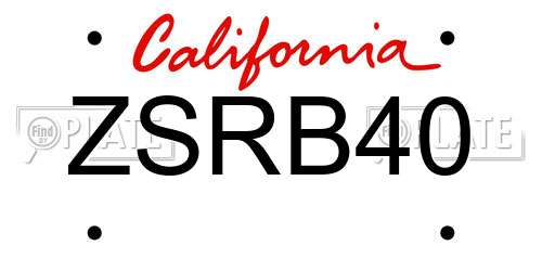 ZSRB40 California License Plate