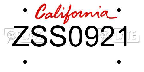 ZSS0921 California License Plate