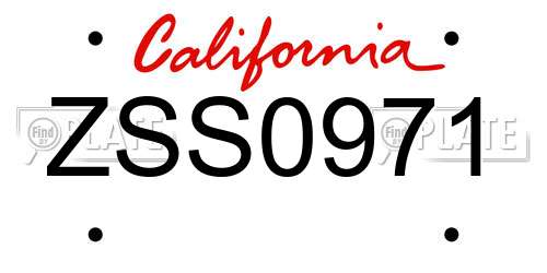 ZSS0971 California License Plate