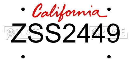 ZSS2449 California License Plate