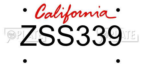 ZSS339 California License Plate