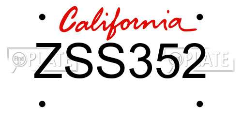ZSS352 California License Plate