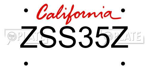 ZSS35Z California License Plate
