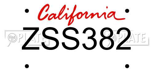 ZSS382 California License Plate
