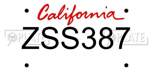 ZSS387 California License Plate