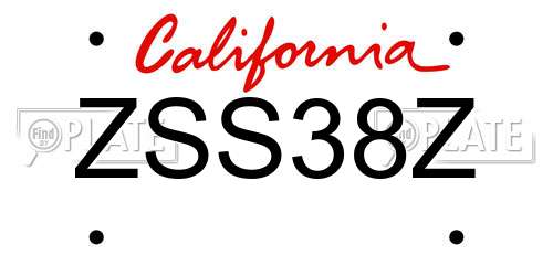 ZSS38Z California License Plate