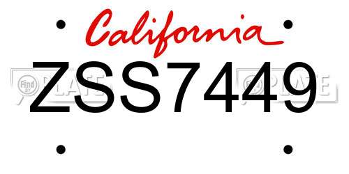 ZSS7449 California License Plate