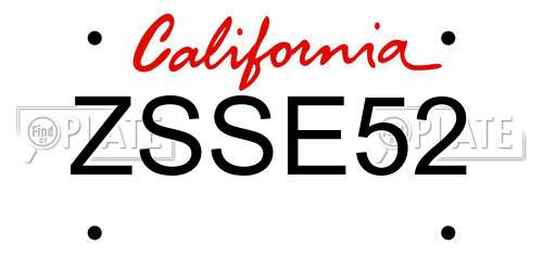 ZSSE52 California License Plate