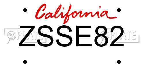 ZSSE82 California License Plate