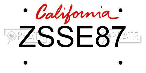ZSSE87 California License Plate