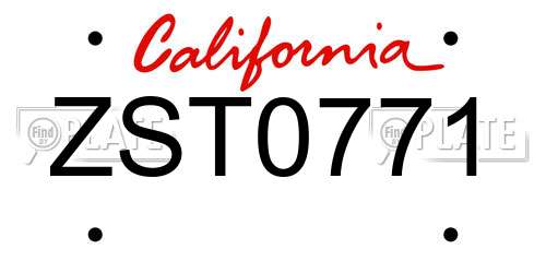 ZST0771 California License Plate