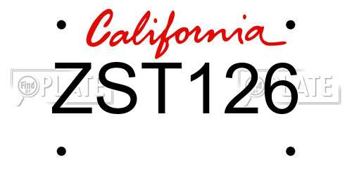 ZST126 California License Plate