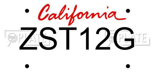 ZST12G California License Plate