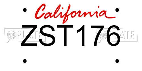 ZST176 California License Plate