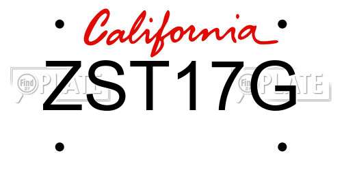 ZST17G California License Plate