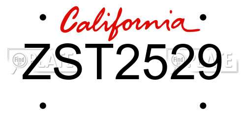 ZST2529 California License Plate