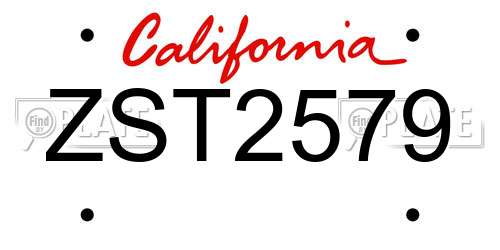 ZST2579 California License Plate