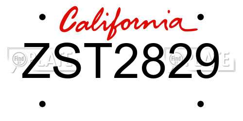 ZST2829 California License Plate