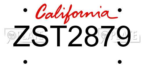 ZST2879 California License Plate