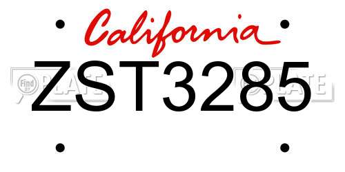 ZST3285 California License Plate