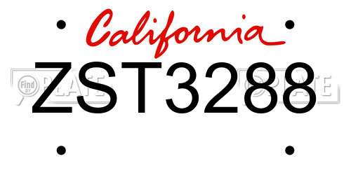 ZST3288 California License Plate