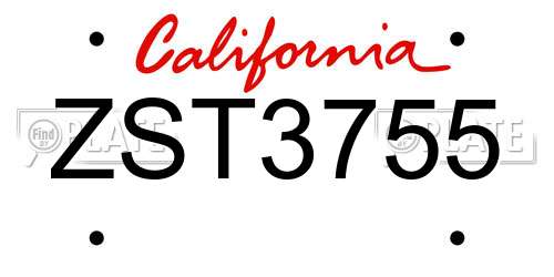 ZST3755 California License Plate