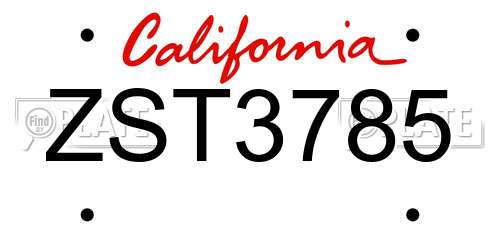 ZST3785 California License Plate