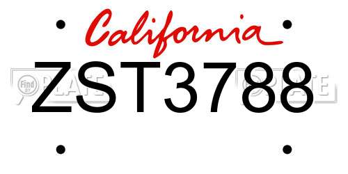 ZST3788 California License Plate