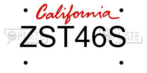ZST46S California License Plate