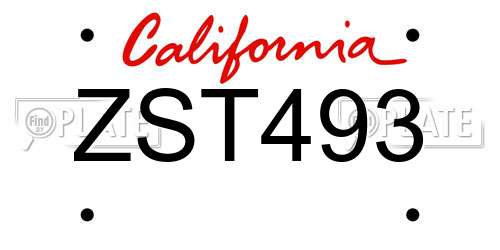 ZST493 California License Plate