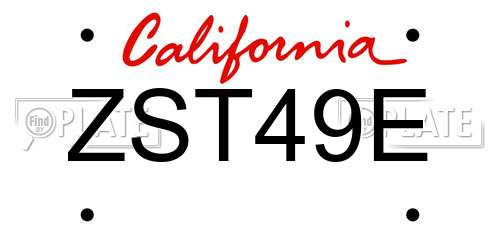 ZST49E California License Plate