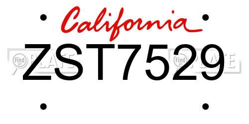 ZST7529 California License Plate