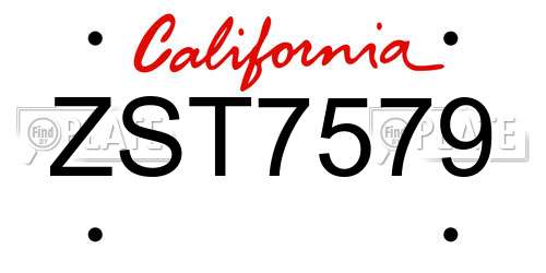 ZST7579 California License Plate