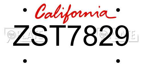ZST7829 California License Plate