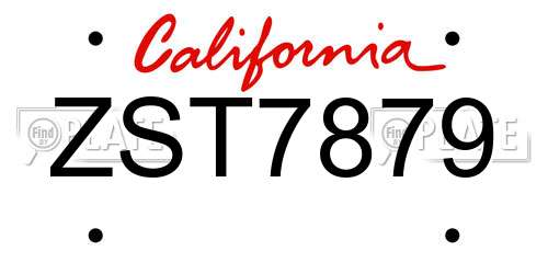 ZST7879 California License Plate