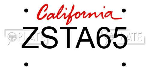 ZSTA65 California License Plate
