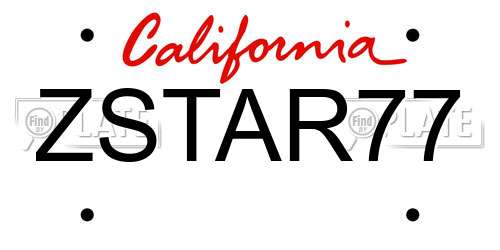 ZSTAR77 California License Plate