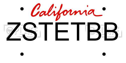 ZSTETBB California License Plate
