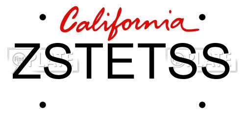 ZSTETSS California License Plate