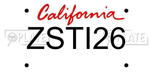 ZSTI26 California License Plate
