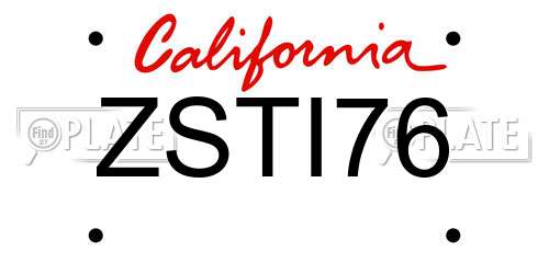 ZSTI76 California License Plate