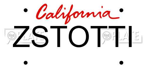 ZSTOTTI California License Plate